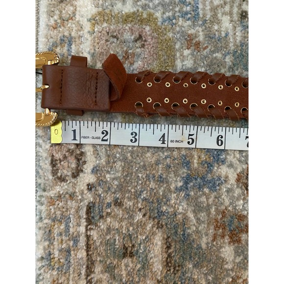 NWT B-Low the Belt Reese Western Perforated Laced Up Belt Brown Gold Medium - Picture 7 of 8